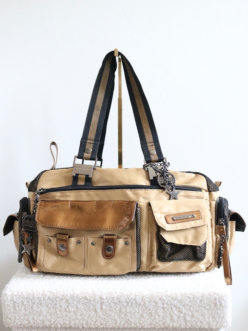 Vintage Y2K Bebe Sport Gold Black Shoulder Bag